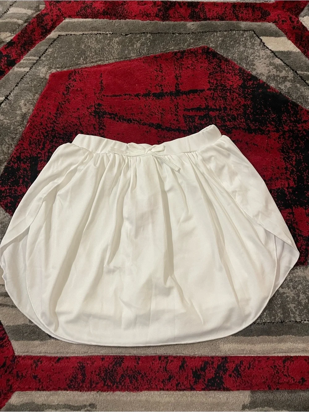 PatPat White Bubble Hem Skater Skirt with Drawstring Waist